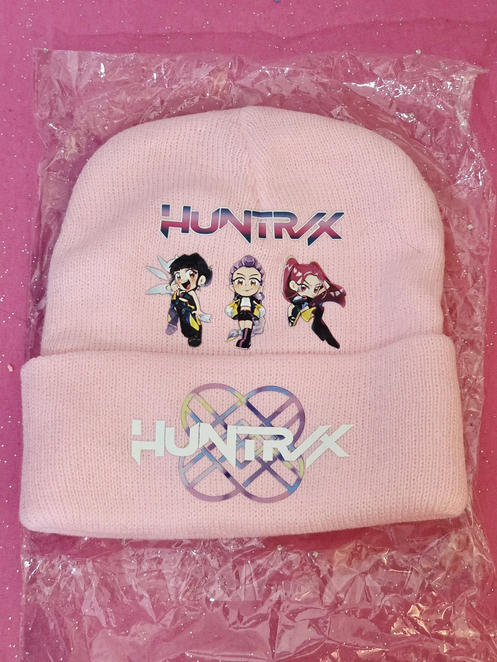 Unisex Kids KPop Demon Hunters Huntrix Girls Pink Winter Beanie Hat-One Size Fit